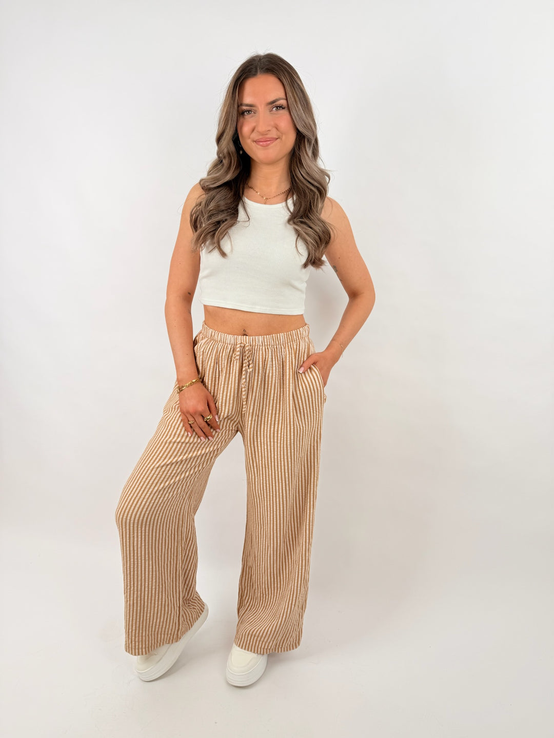 Lange Musselinhose mit Streifen Little Lines