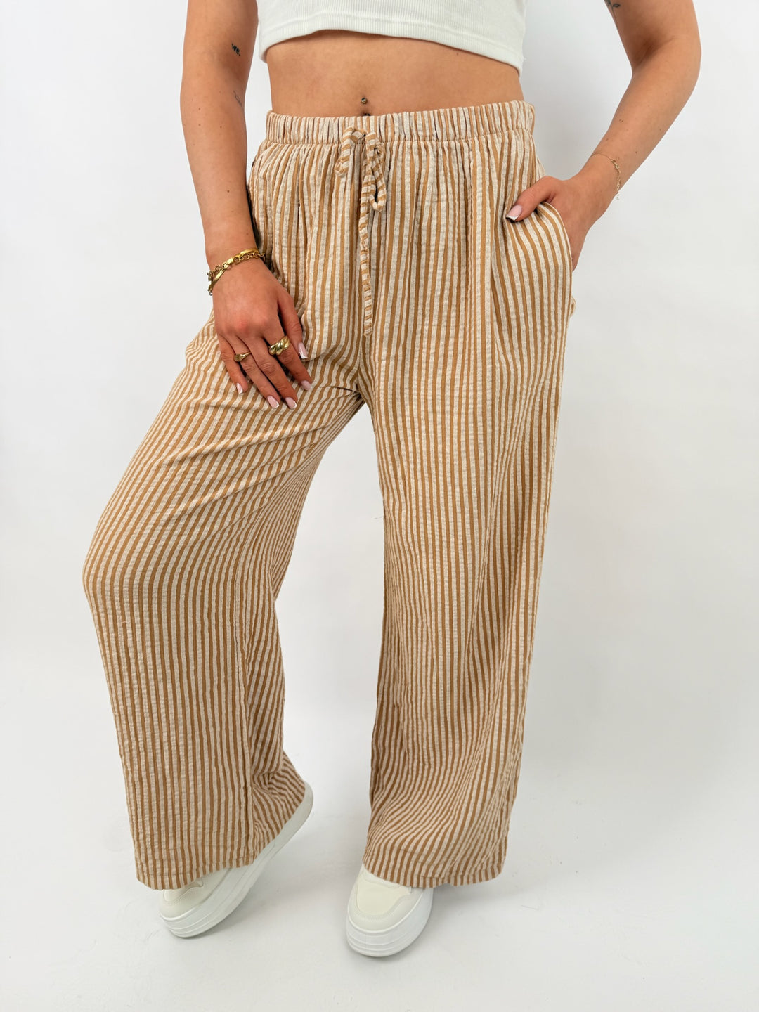Lange Musselinhose mit Streifen Little Lines
