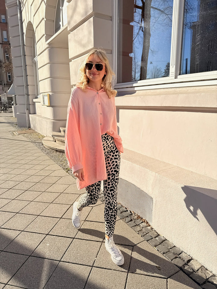 Oversize Blusenhemd aus Musselin (einfarbig)