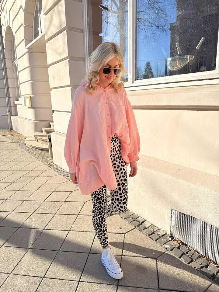 Oversize Blusenhemd aus Musselin (einfarbig)