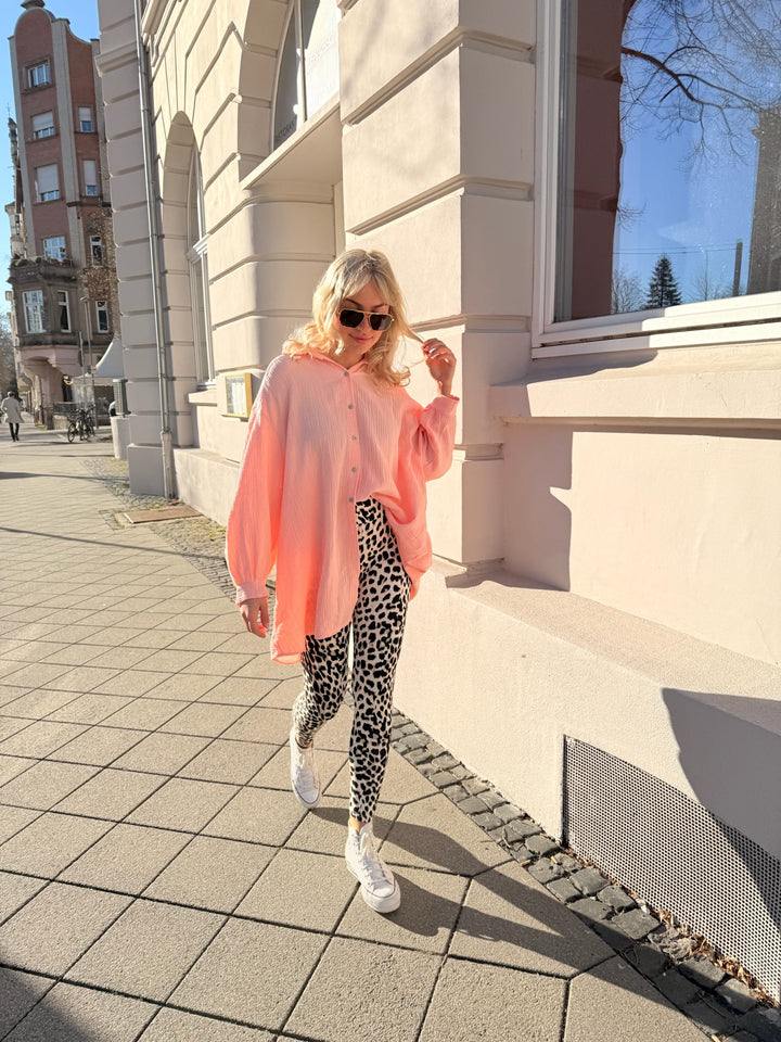 Oversize Blusenhemd aus Musselin (einfarbig)