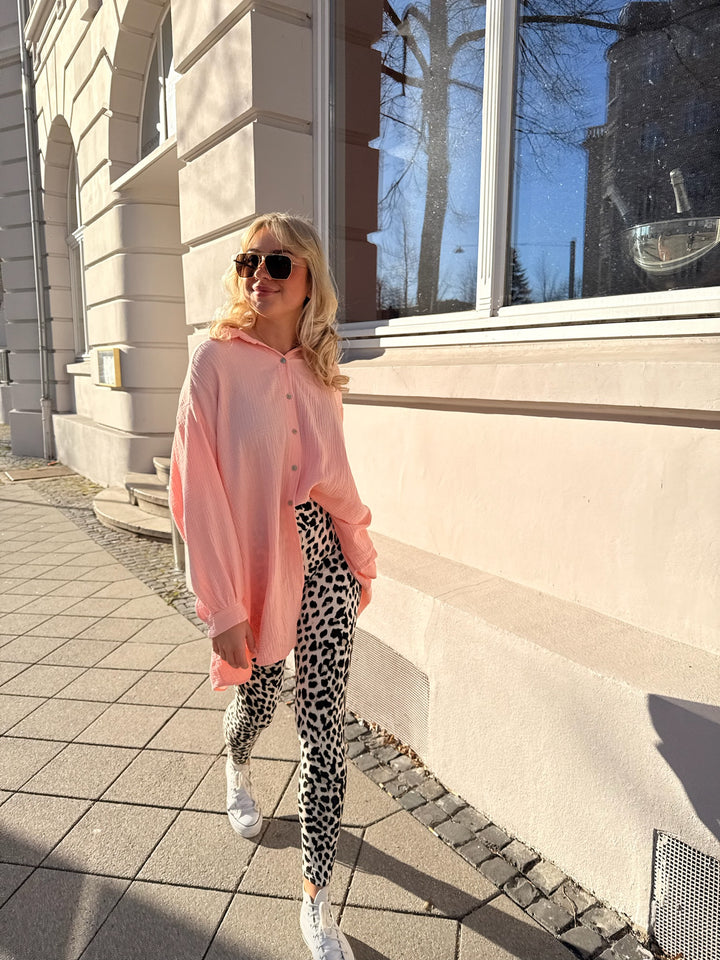 Oversize Blusenhemd aus Musselin (einfarbig)