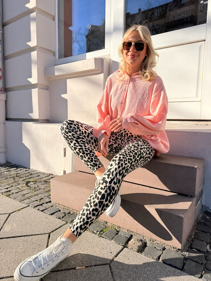 Oversize Blusenhemd aus Musselin (einfarbig)