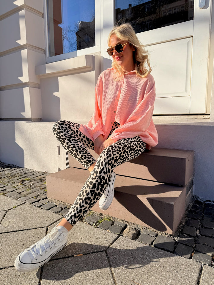 Oversize Blusenhemd aus Musselin (einfarbig)