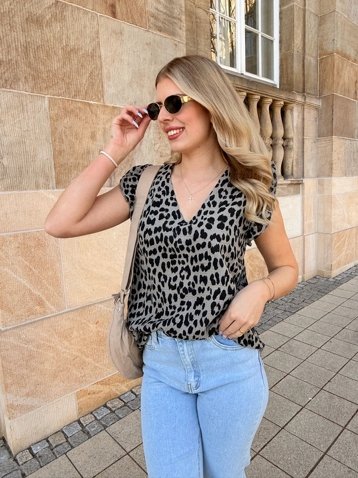 Musselintop mit Leoprint Leolove
