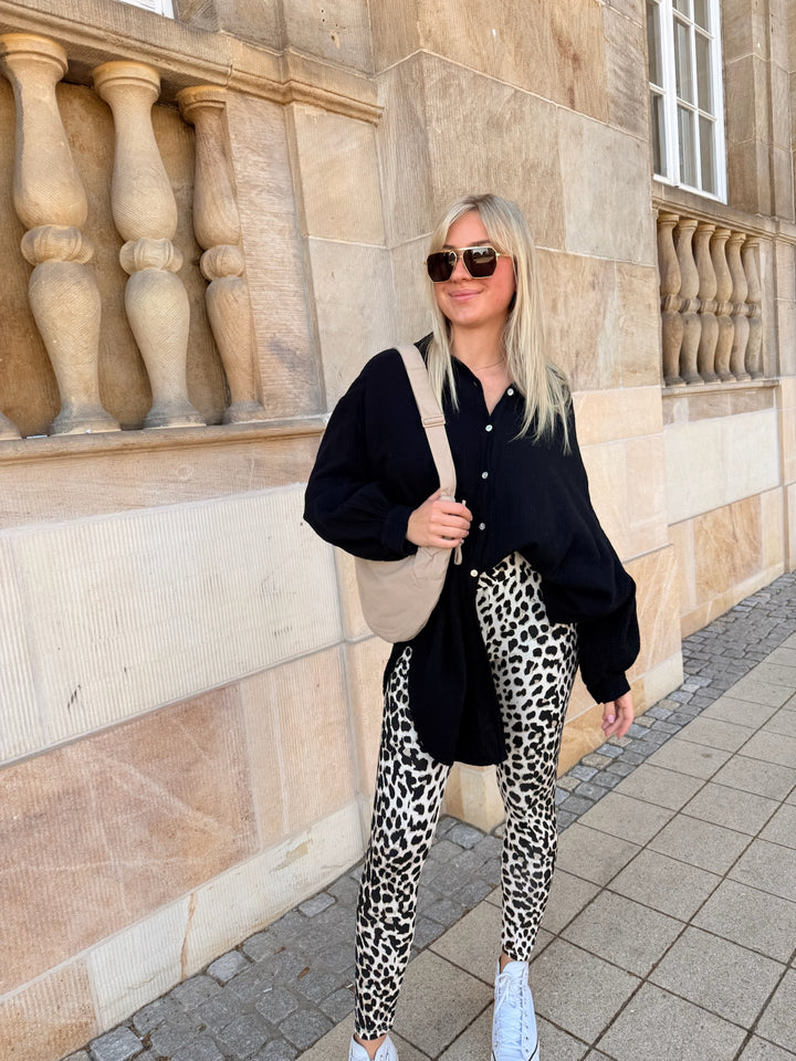Oversize Blusenhemd aus Musselin (einfarbig)