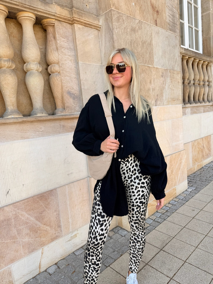 Oversize Blusenhemd aus Musselin (einfarbig)