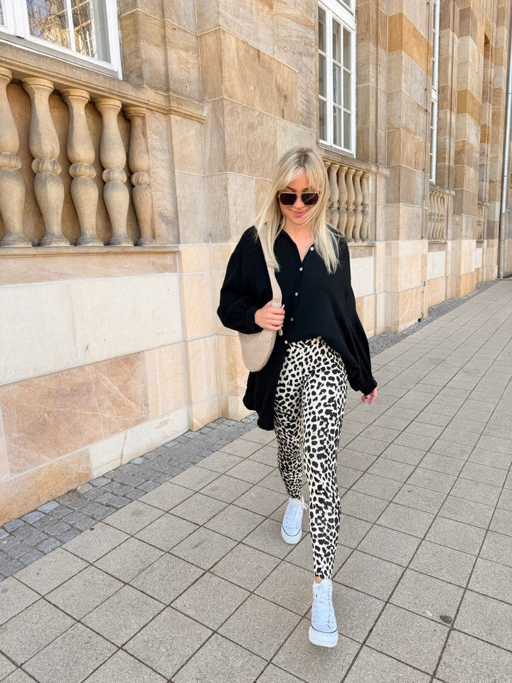Oversize Blusenhemd aus Musselin (einfarbig)