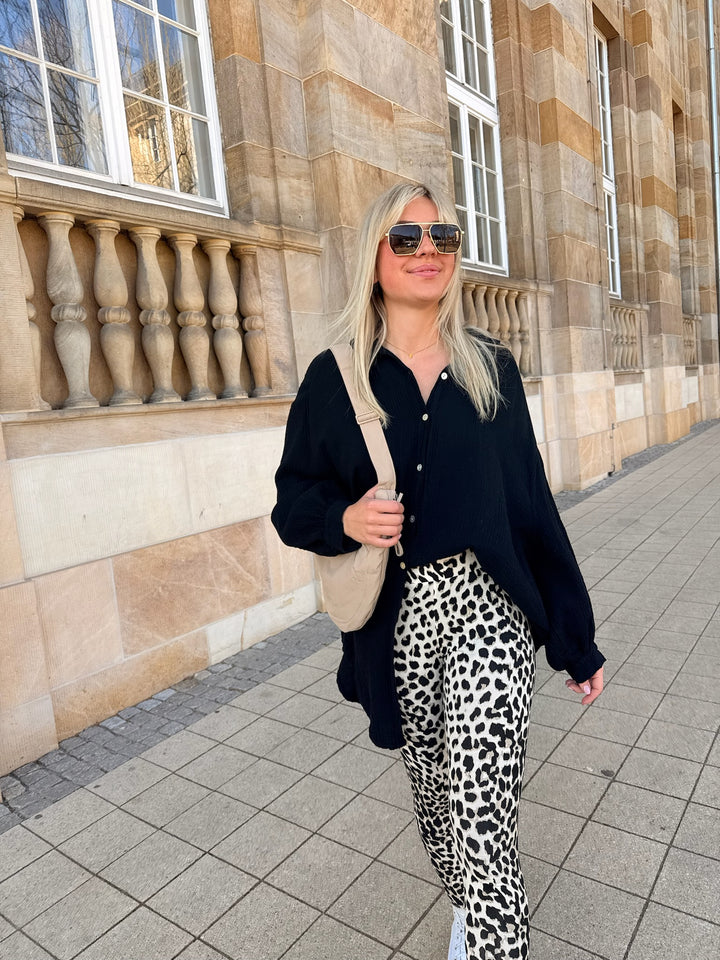 Oversize Blusenhemd aus Musselin (einfarbig)