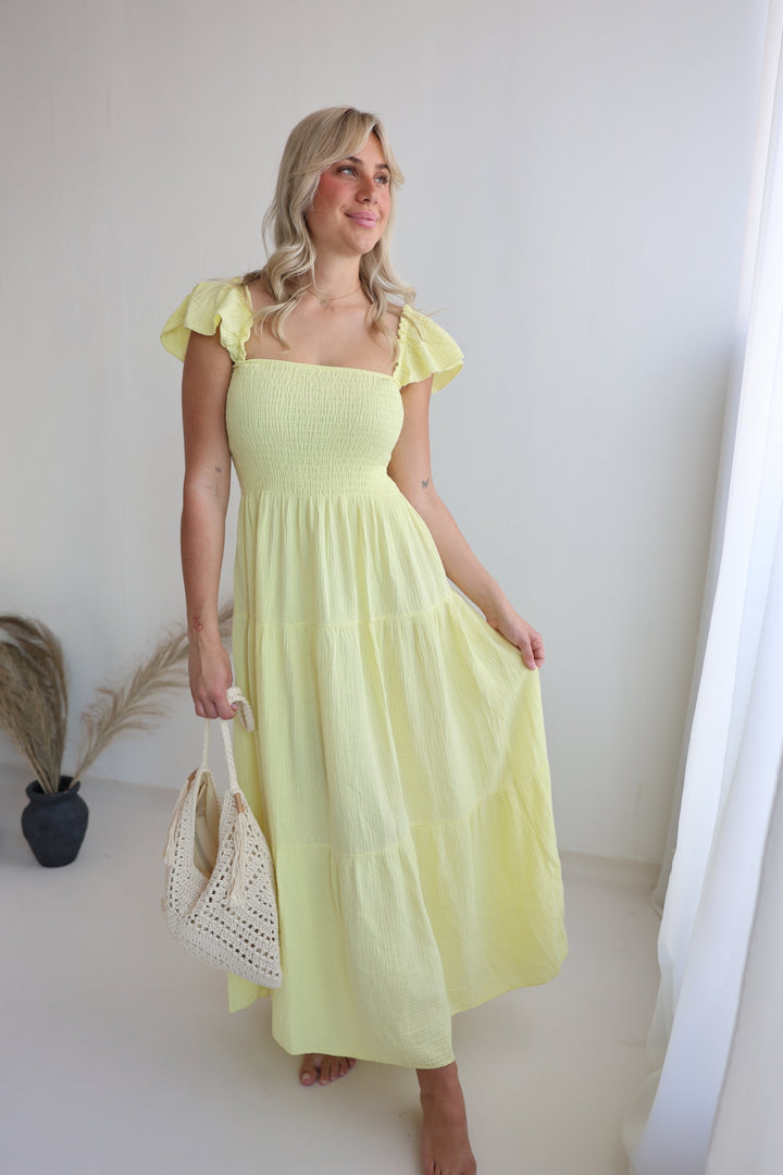 Langes Kleid mit Raffung Livia