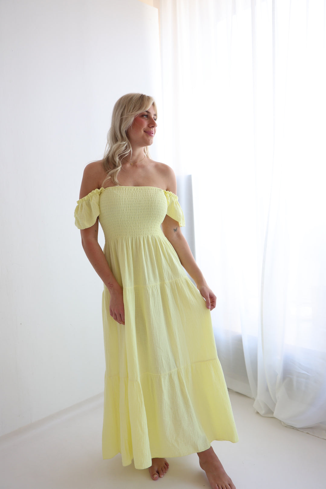 Langes Kleid mit Raffung Livia