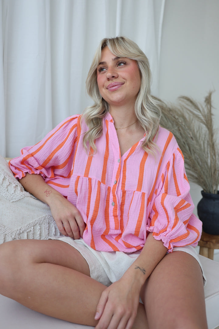 Gestreifte Musselintunika Melody Wide Stripes