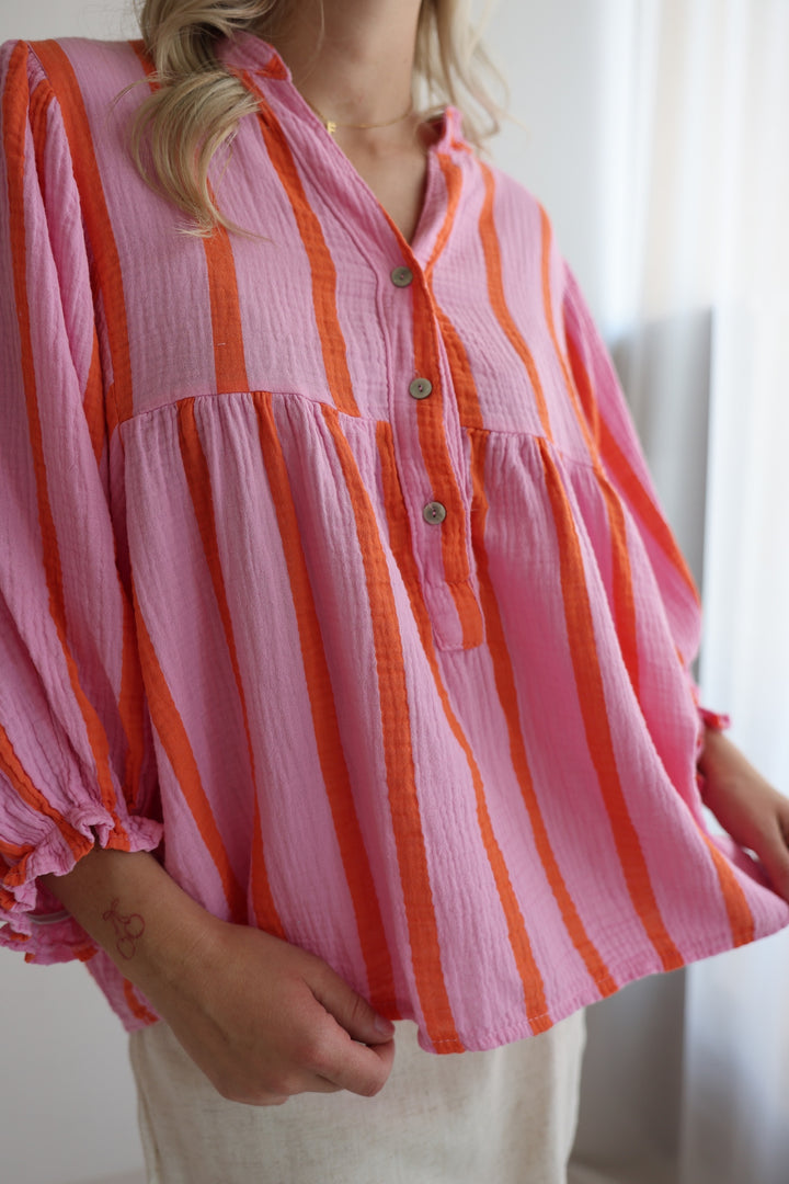Gestreifte Musselintunika Melody Wide Stripes