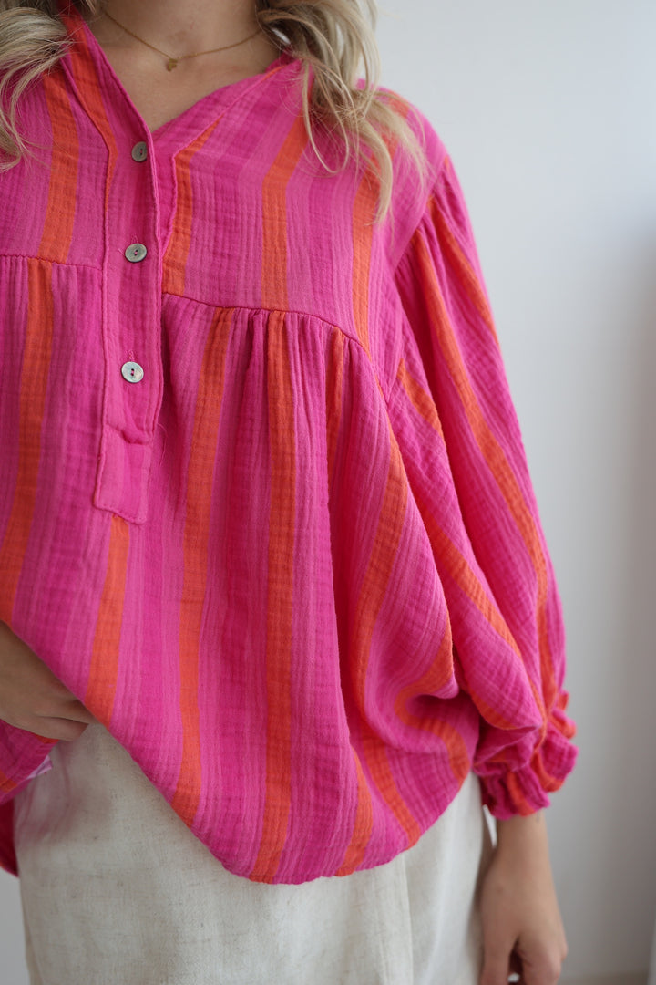 Gestreifte Musselintunika Melody Wide Stripes