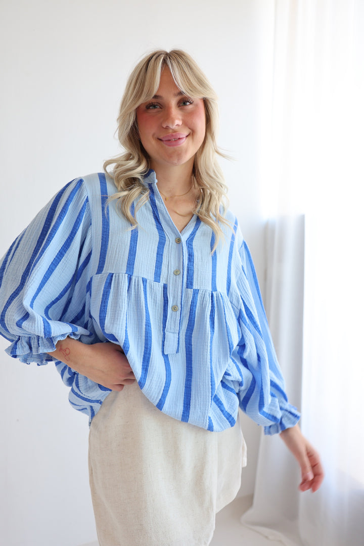 Gestreifte Musselintunika Melody Wide Stripes