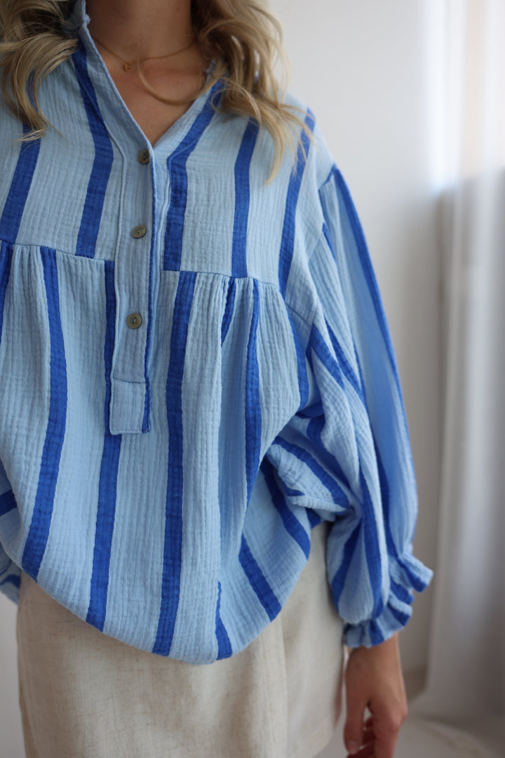 Gestreifte Musselintunika Melody Wide Stripes