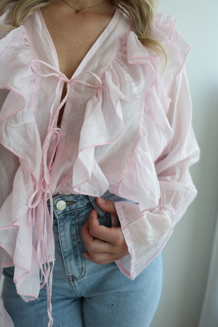 Transparente Bluse mit Volant Melody