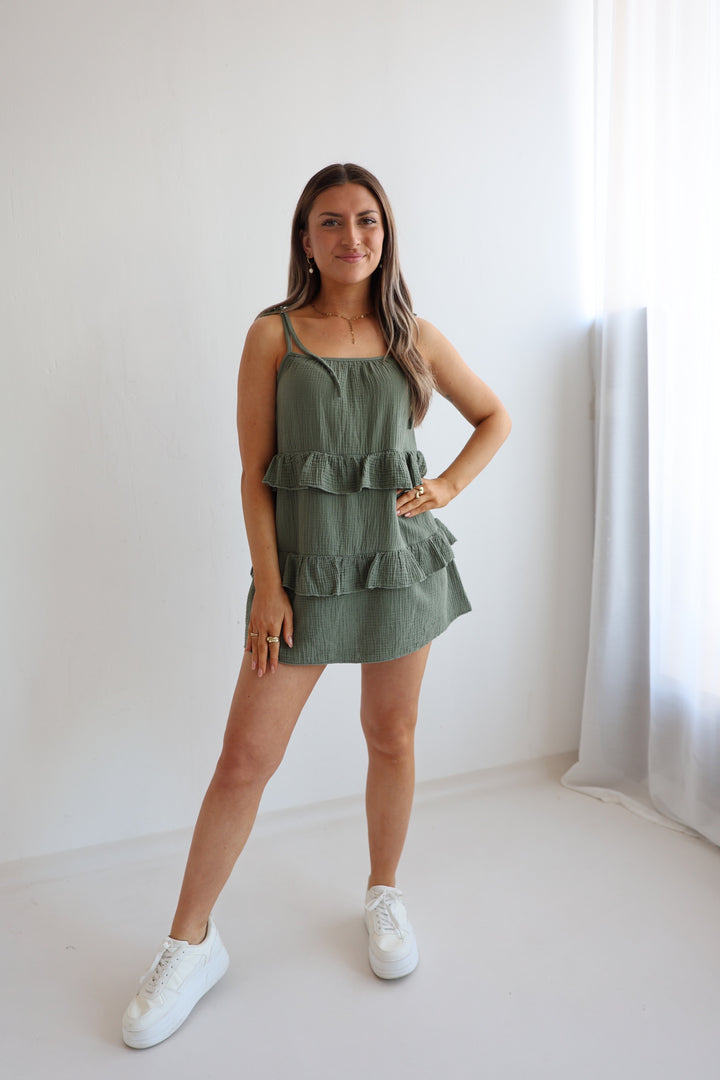 Minikleid aus Musselin mit Volant Nika