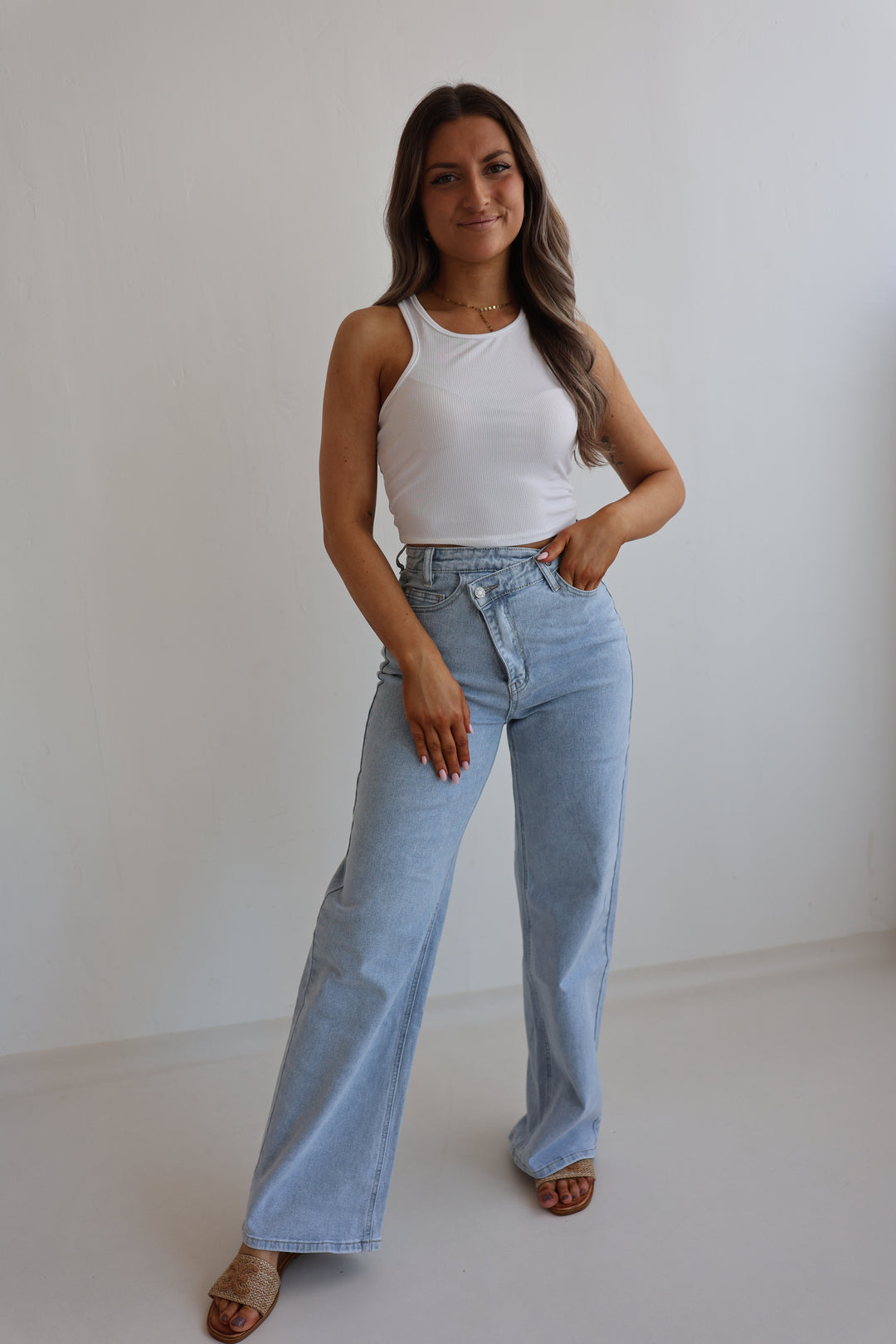 Asymmetrische Straight Fit Jeans Lana (9113-1)