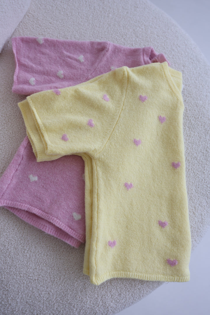 Kurzarm Cardigan Jolina mit Herzprint