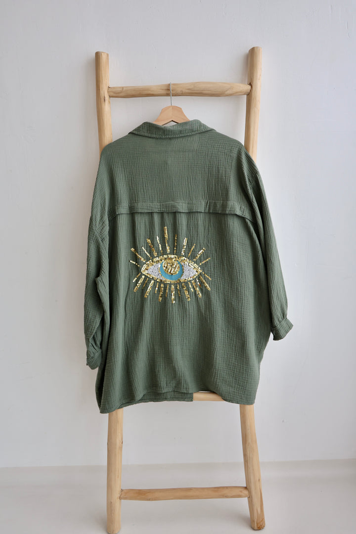 Oversize Blusenhemd aus Musselin Golden Eye