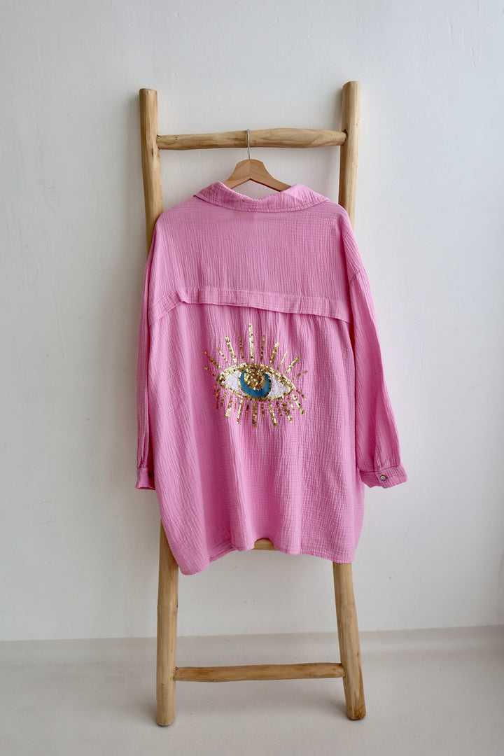 Oversize Blusenhemd aus Musselin Golden Eye