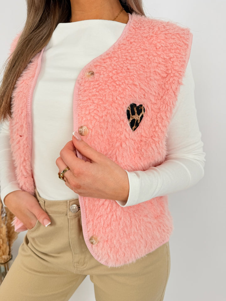 Teddyweste Leopard Hearts