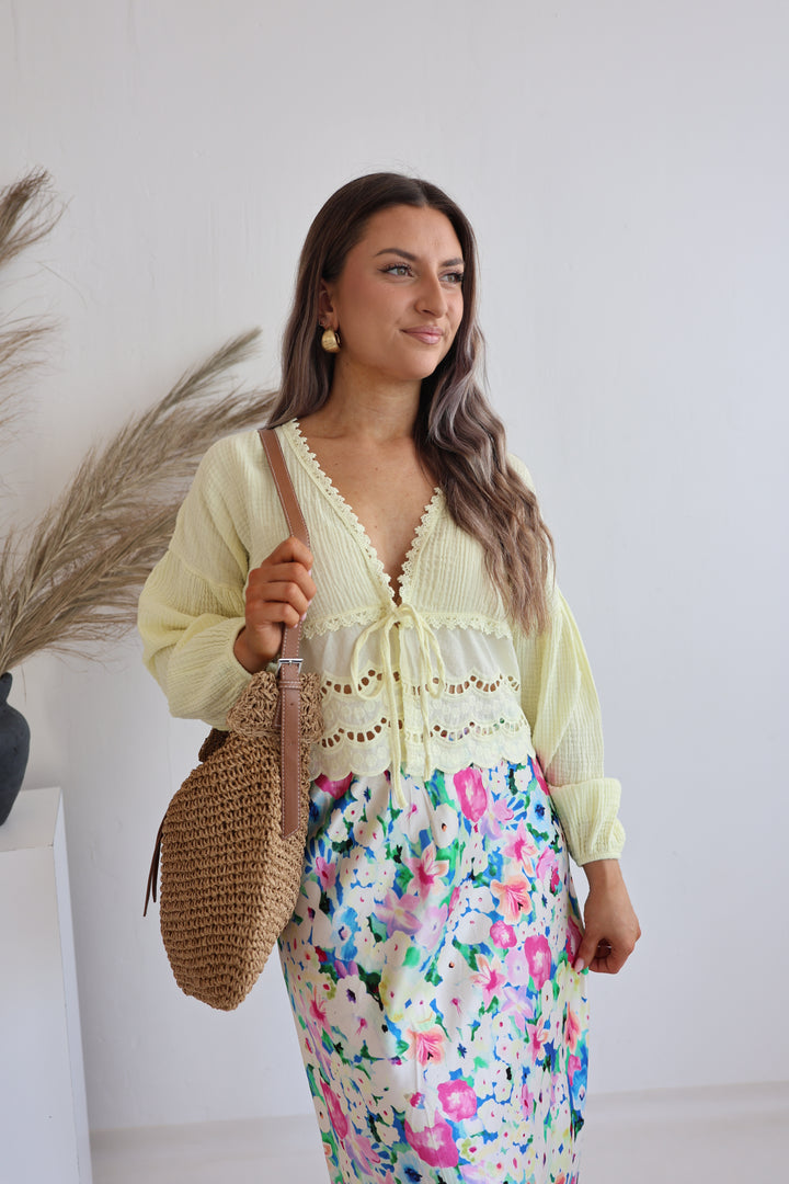 Satinrock mit Flowerprint Kalea