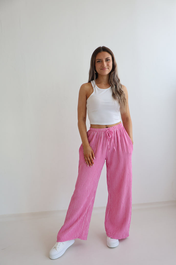 Lange Musselinhose mit Streifen Little Lines
