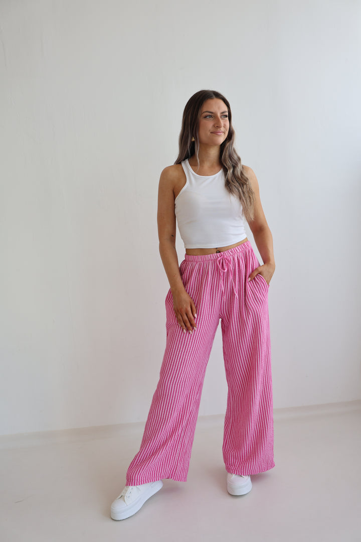 Lange Musselinhose mit Streifen Little Lines