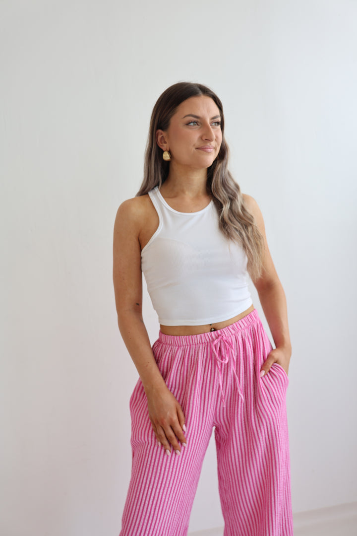 Lange Musselinhose mit Streifen Little Lines