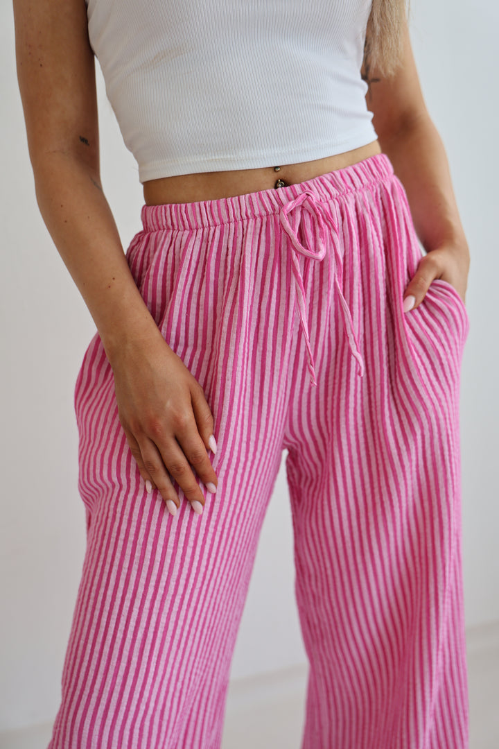 Lange Musselinhose mit Streifen Little Lines