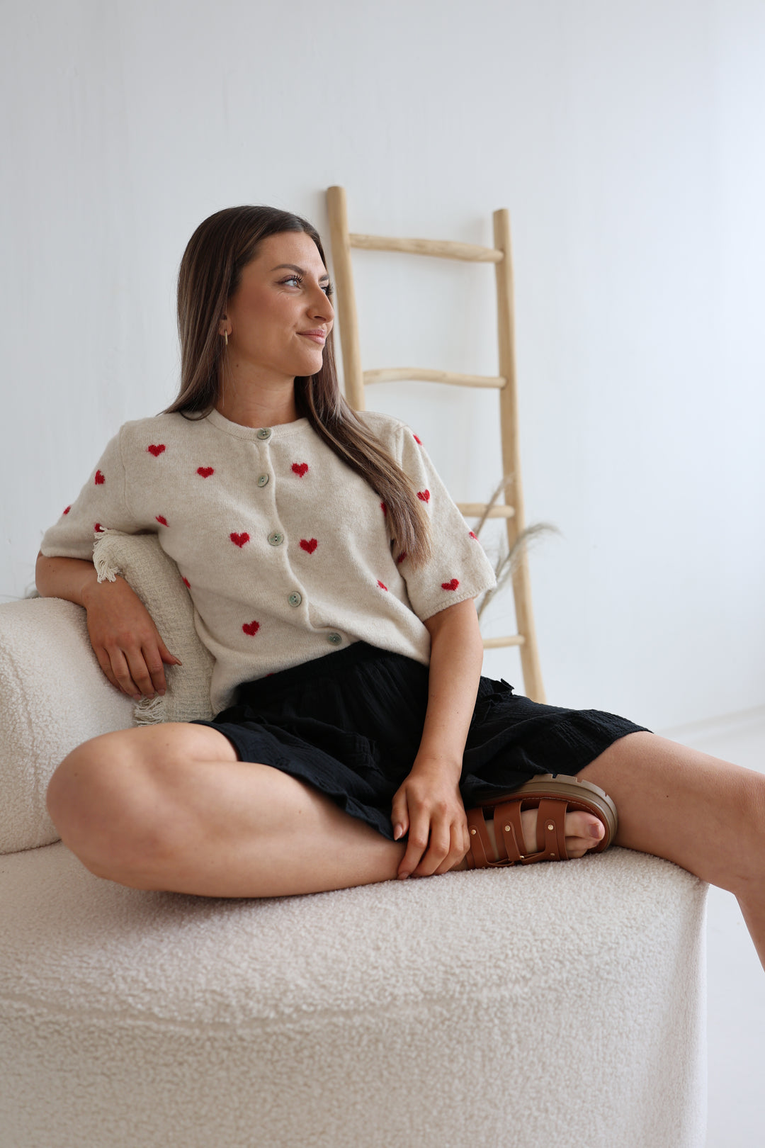 Kurzarm Cardigan Jolina mit Herzprint
