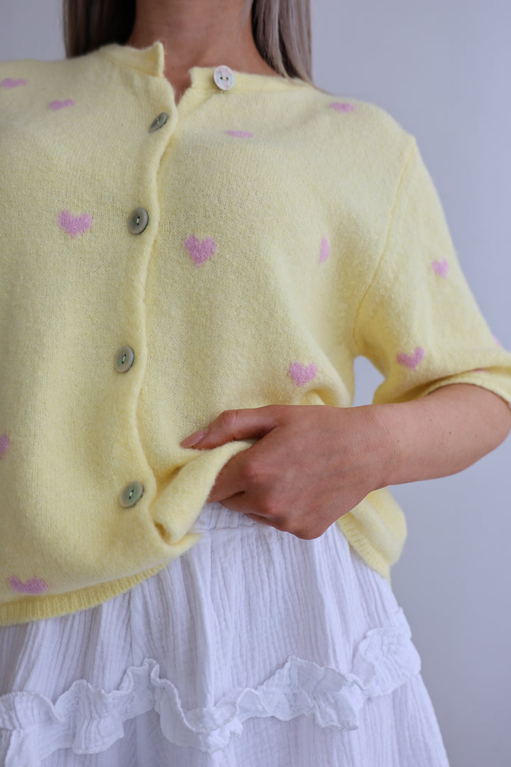 Kurzarm Cardigan Jolina mit Herzprint