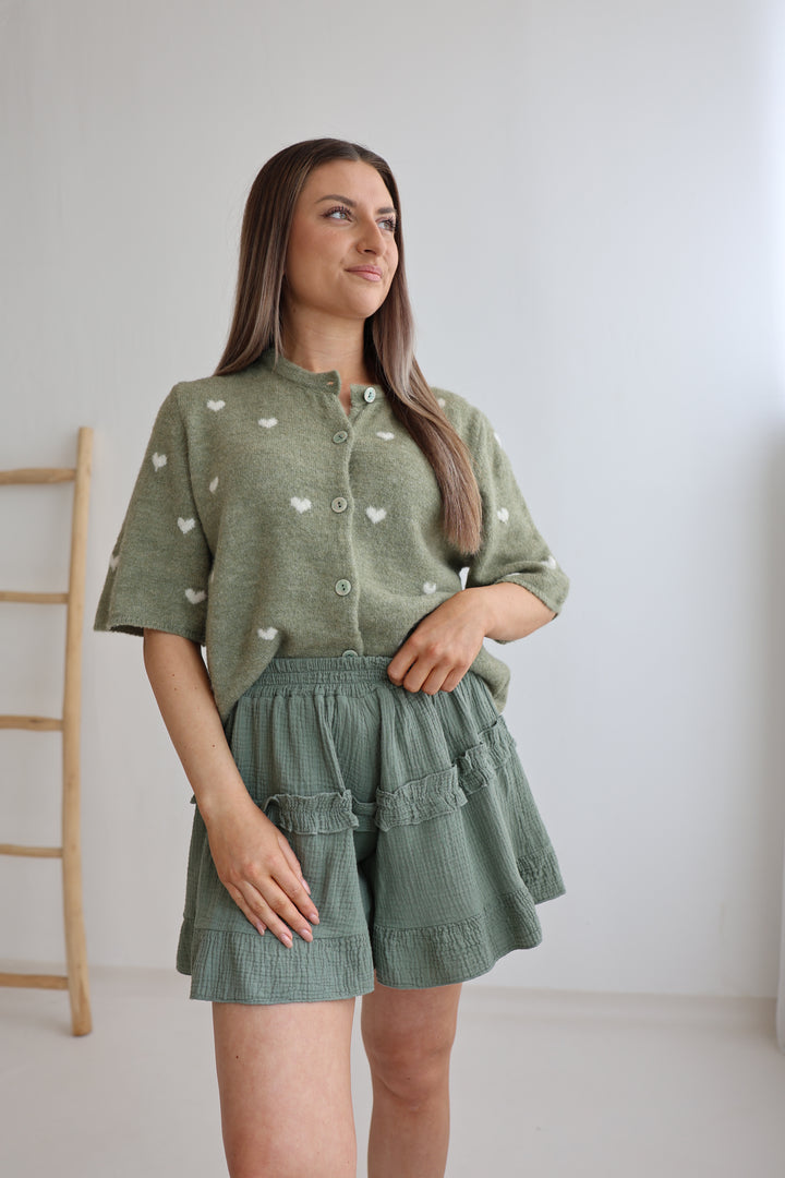 Kurzarm Cardigan Jolina mit Herzprint
