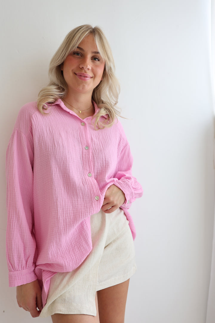 Oversize Blusenhemd aus Musselin Golden Eye