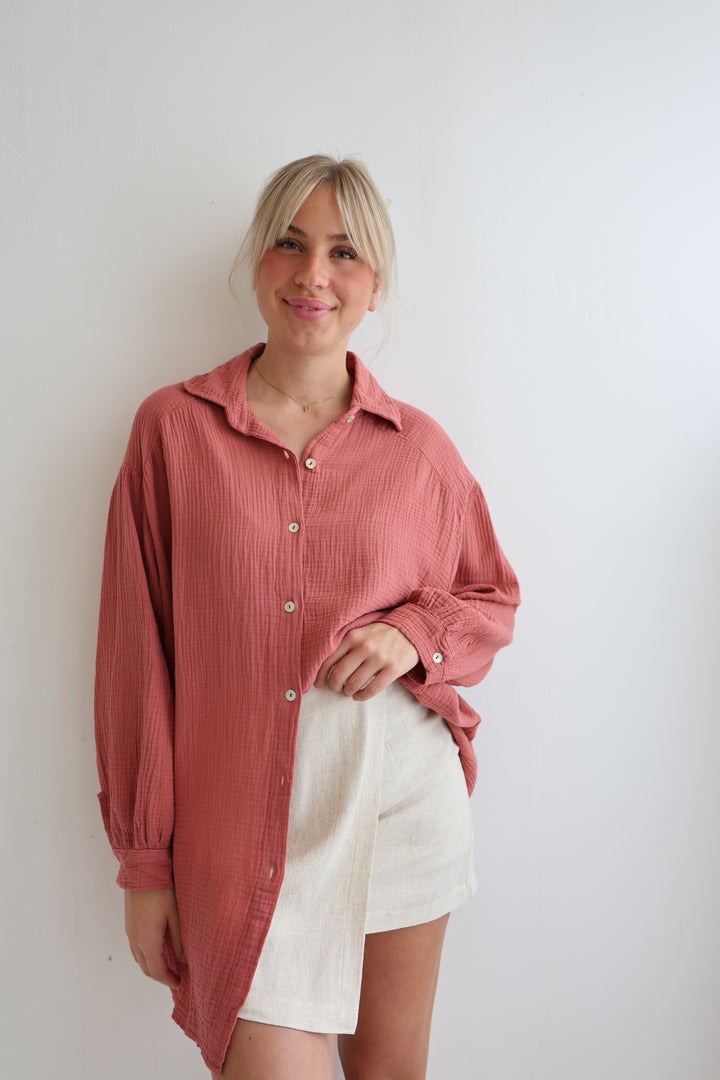 Oversize Blusenhemd aus Musselin Golden Eye