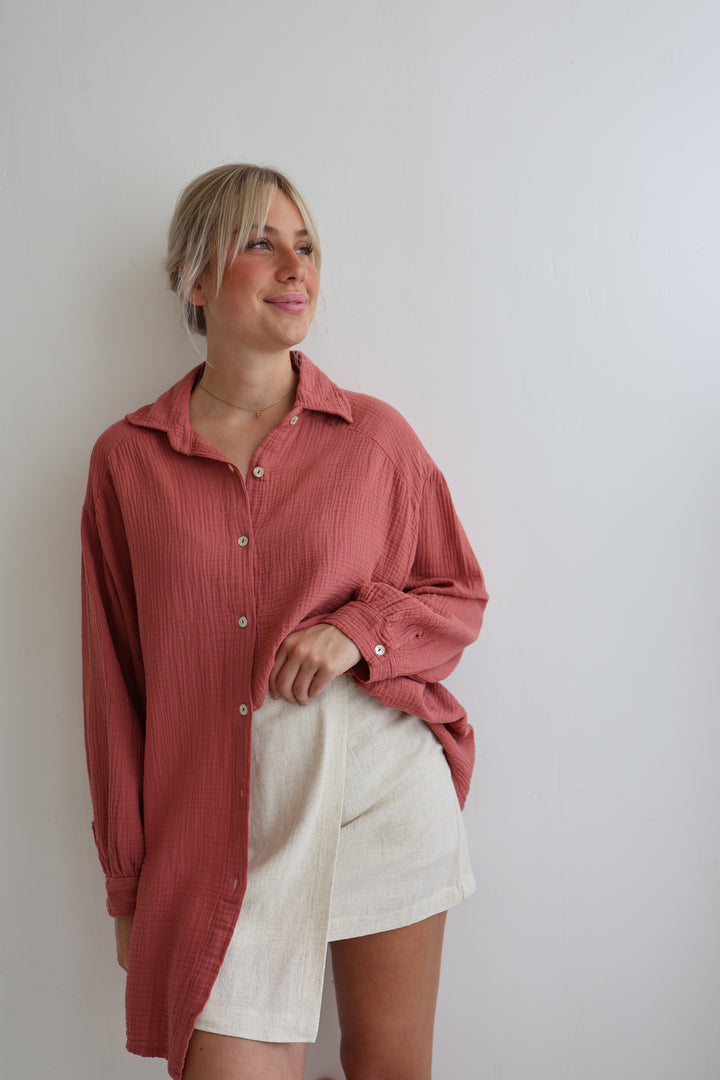 Oversize Blusenhemd aus Musselin Golden Eye