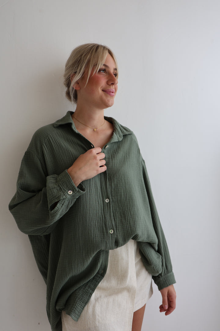 Oversize Blusenhemd aus Musselin Golden Eye
