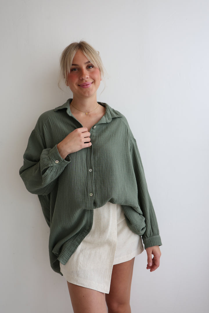 Oversize Blusenhemd aus Musselin Golden Eye
