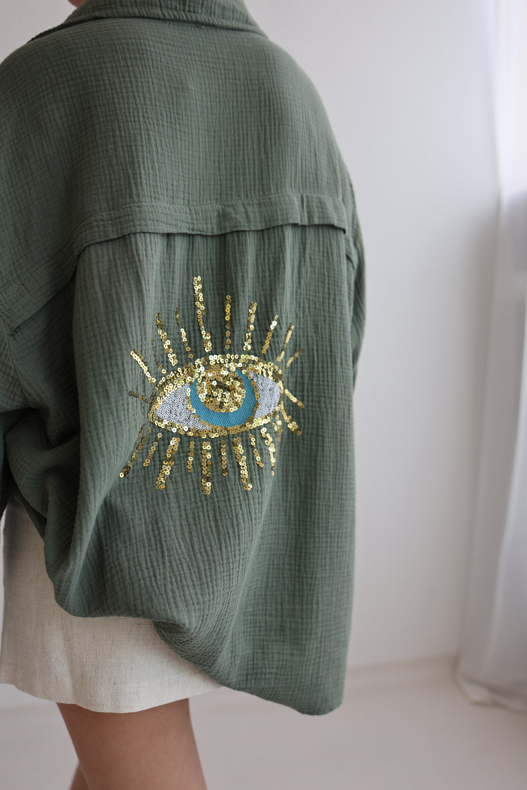 Oversize Blusenhemd aus Musselin Golden Eye