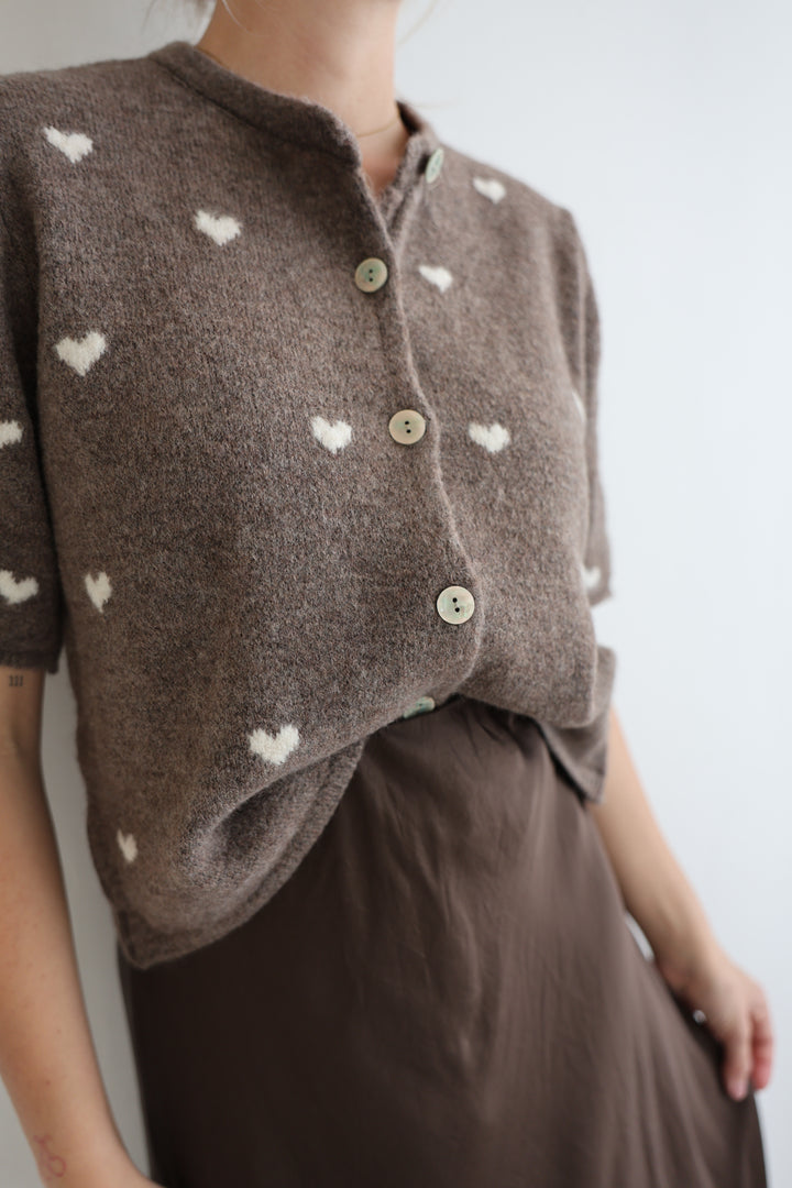 Kurzarm Cardigan Jolina mit Herzprint