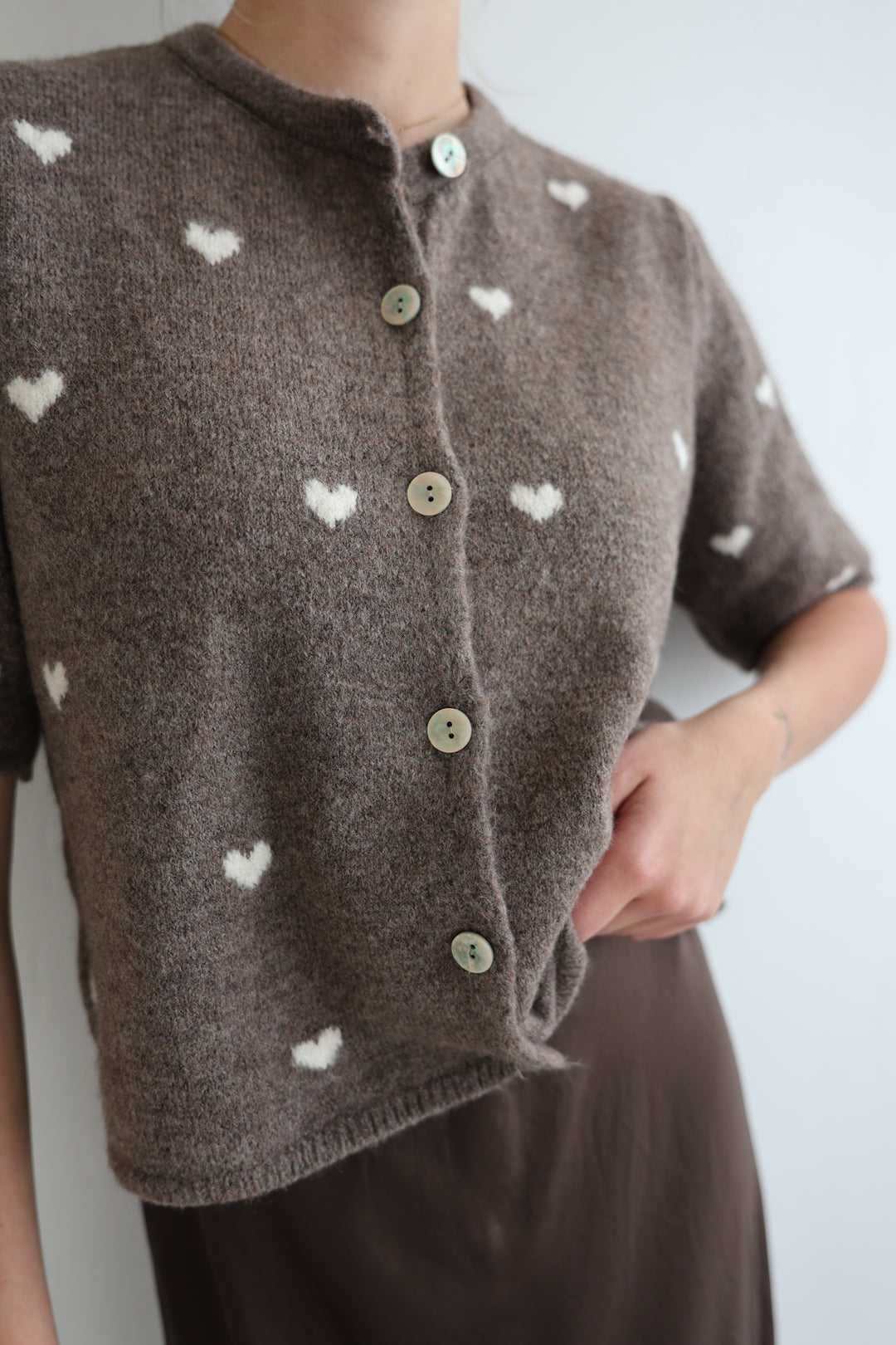 Kurzarm Cardigan Jolina mit Herzprint