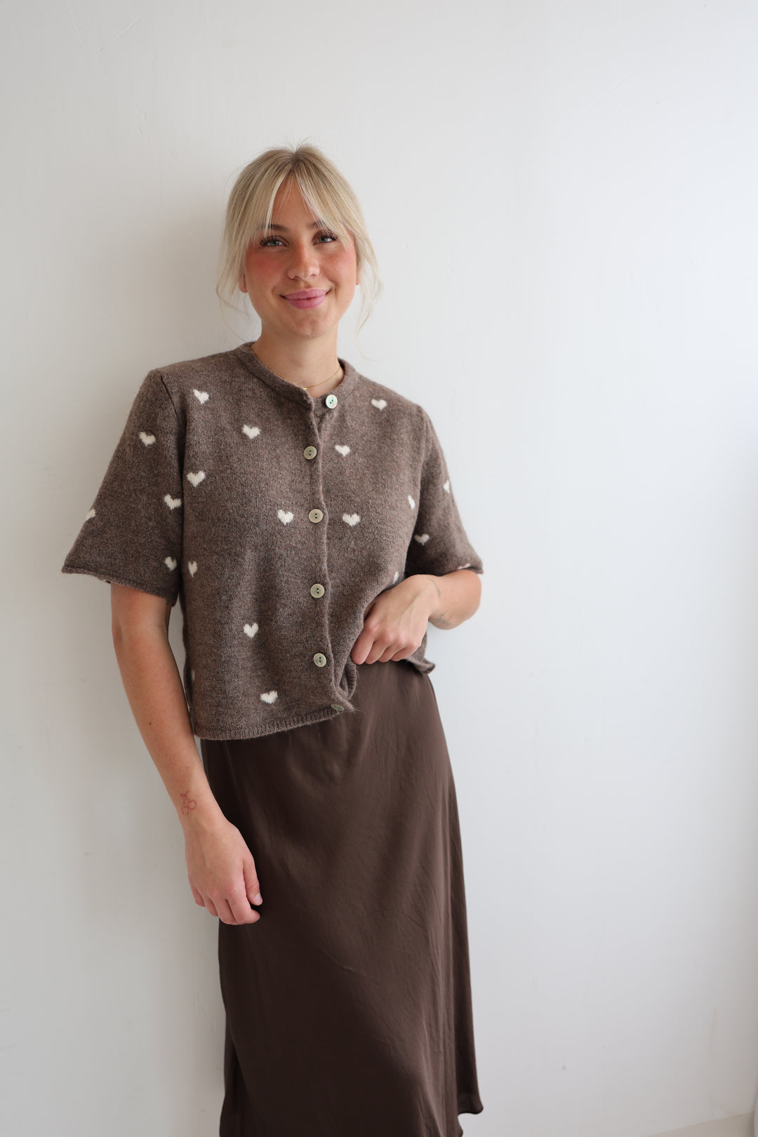 Kurzarm Cardigan Jolina mit Herzprint