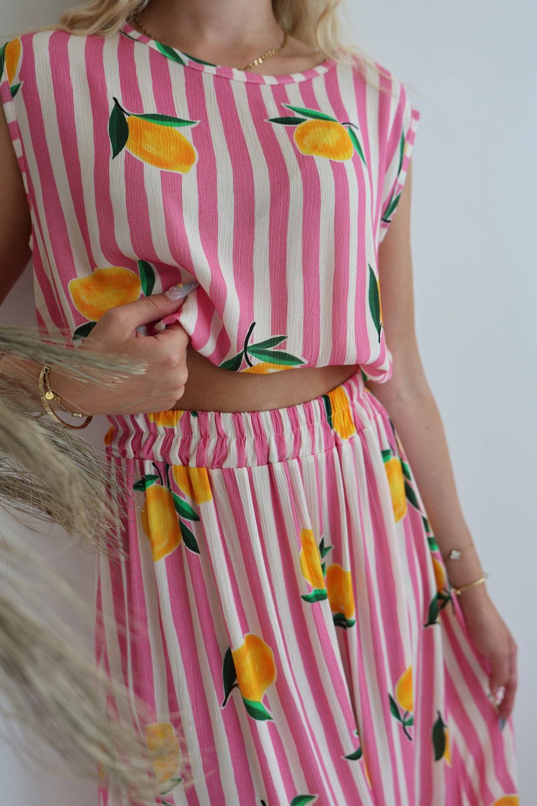 Gestreifter Zweiteiler Squeezy Lemon
