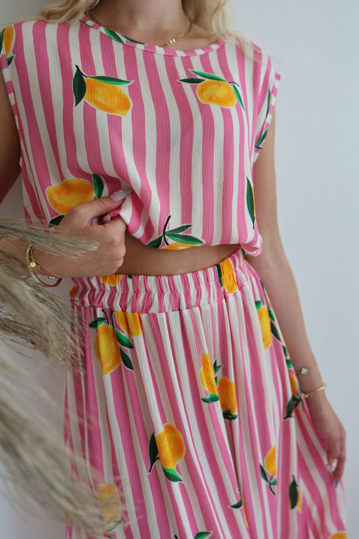 Gestreifter Zweiteiler Squeezy Lemon