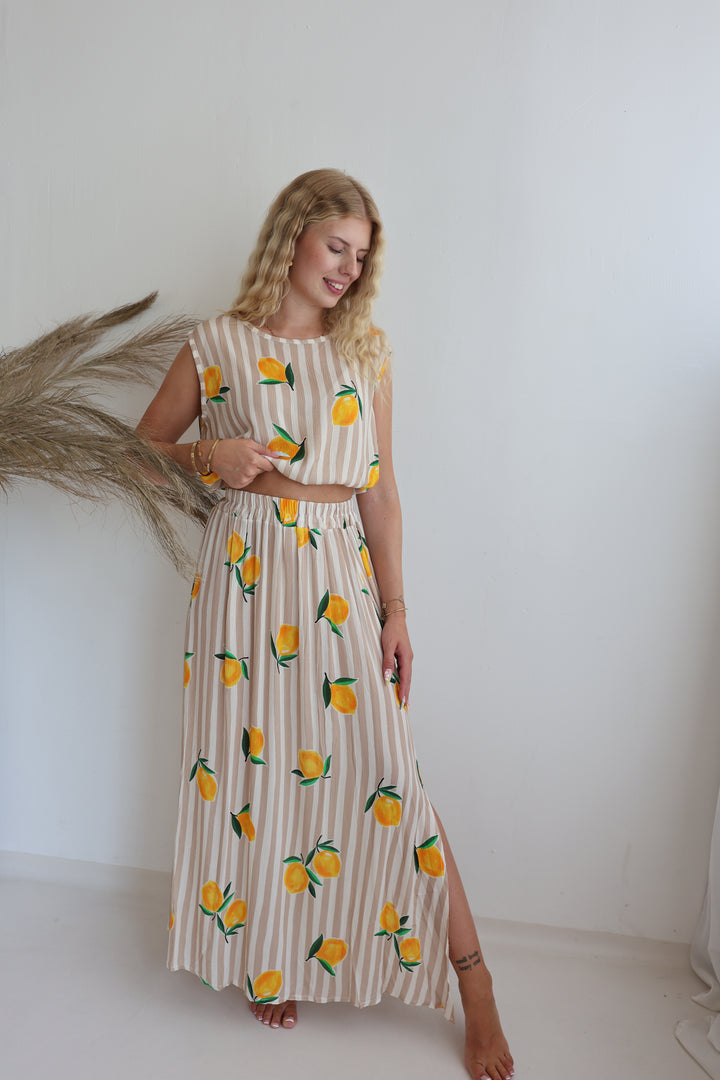 Gestreifter Zweiteiler Squeezy Lemon