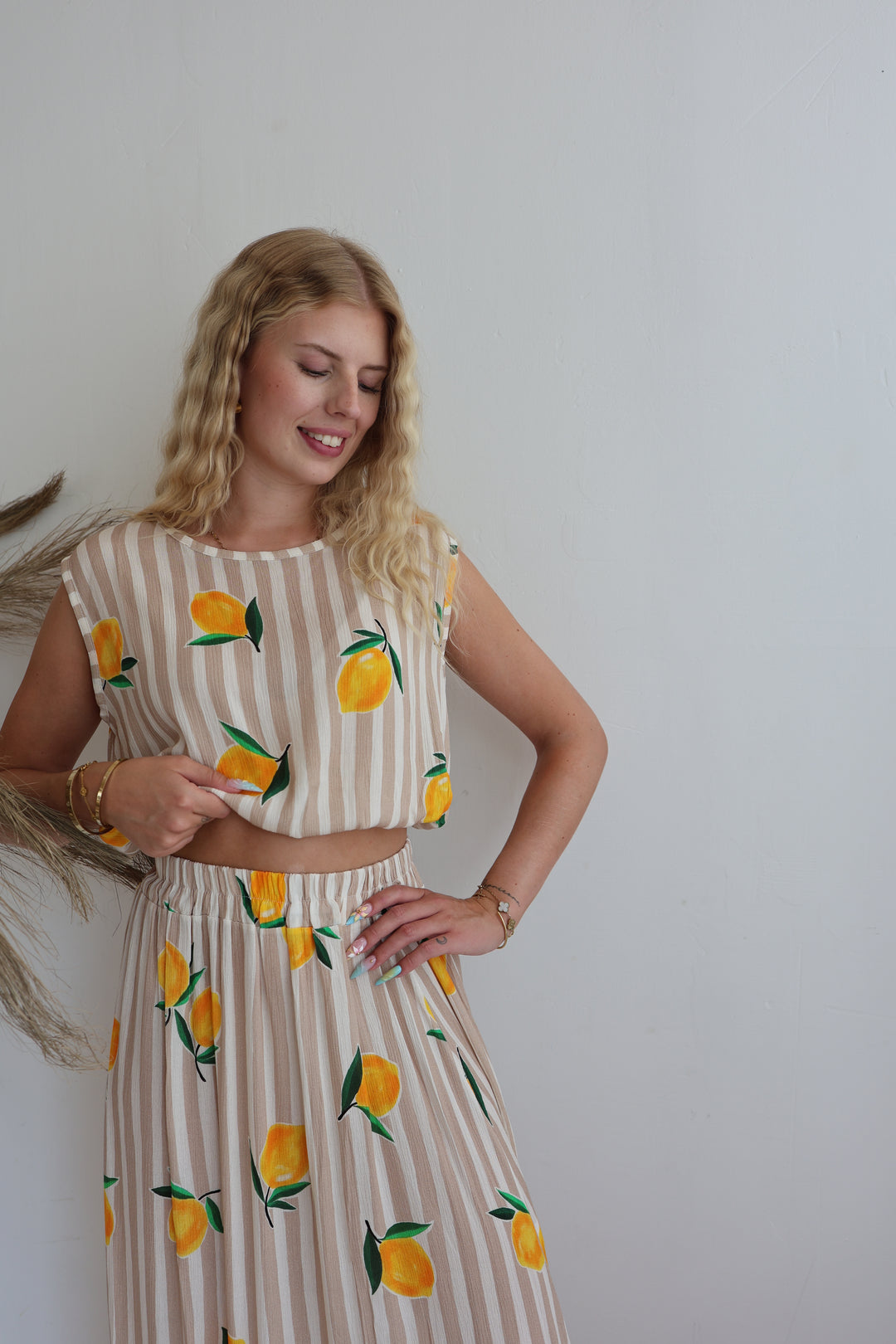 Gestreifter Zweiteiler Squeezy Lemon