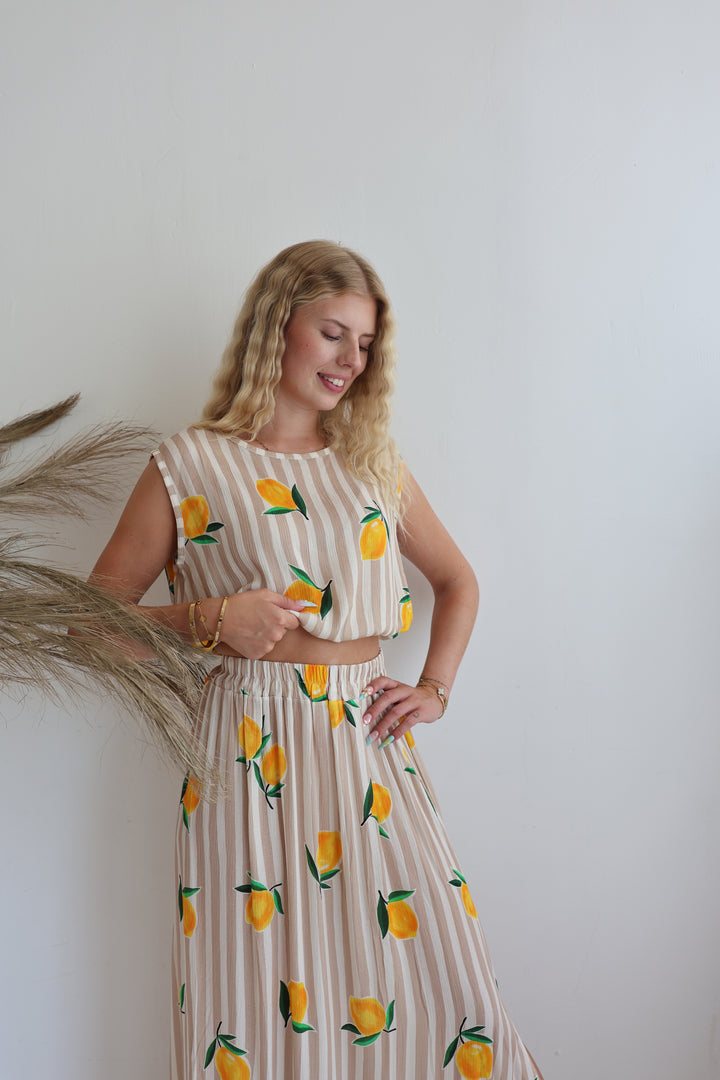 Gestreifter Zweiteiler Squeezy Lemon