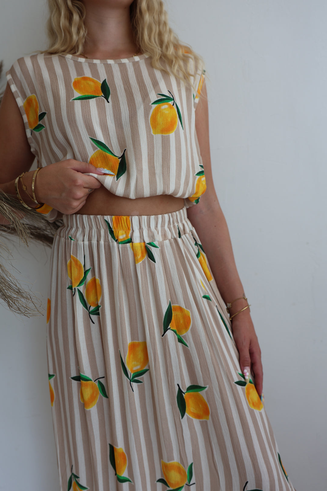 Gestreifter Zweiteiler Squeezy Lemon